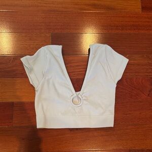 Stylish Blue Ribbed Women's Top